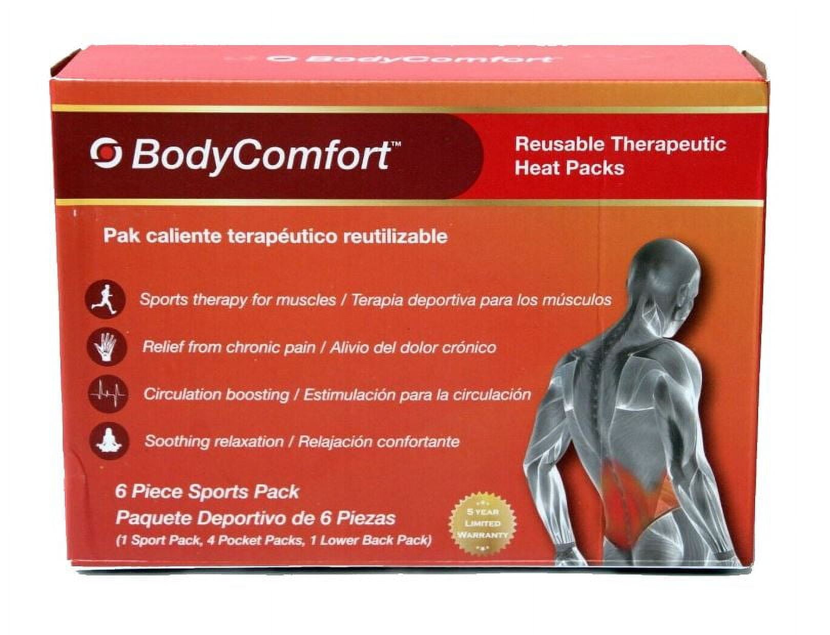 Body Comfort Reusable Therapeutic Heat Packs 6 Piece Sports pack