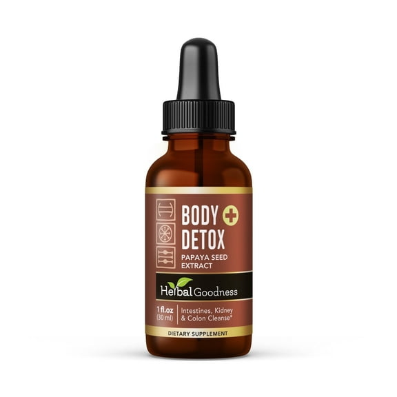 Body Detox Plus 1fl.oz, Super Colon Broom Cleanser, Papaya Seeds, Gut Health, Lung Detox Supplement for Men and Women, Herbal Goodness