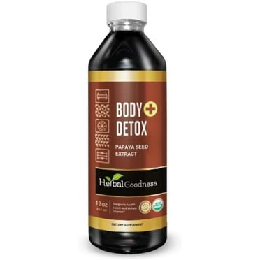 Body Detox Plus 12fl.oz, Natural Colon Cleanser, Kidney, Liver & Gut Supplement for Men & Women, Papaya Seed, Semillas de Papaya - Herbal Goodness