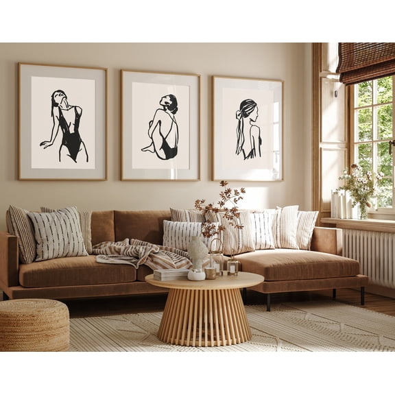 Body Drawing Outline Wall Print Wall Art Body Outline Print Home Trend Home Decor Contemporary Woman Body Neutral A5 A4 A3 A3 A2 Poster Set 3