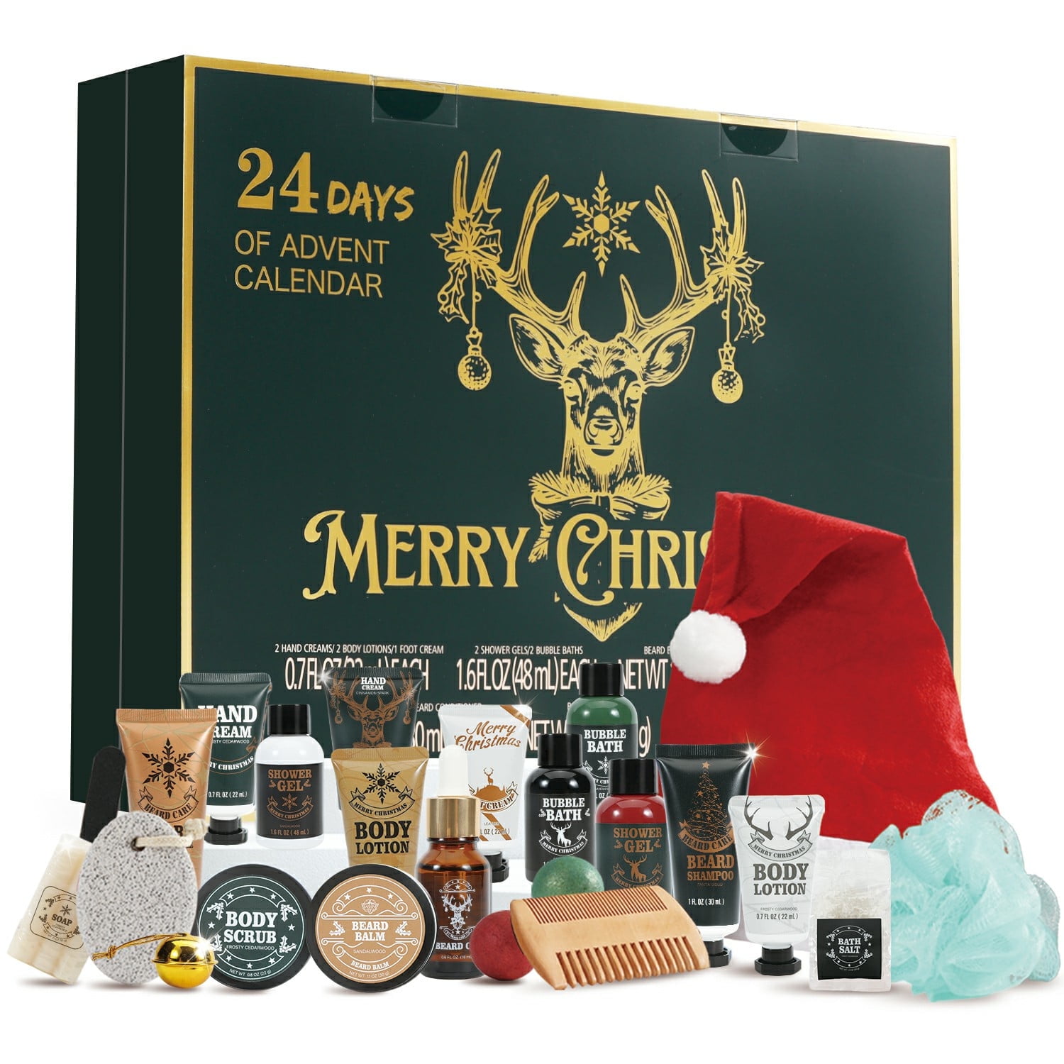 Body & Earth Christmas 2025 Advent Calendar for Adults Holiday Gifts, 24Pcs Cutdown Gifts Sets for Men, Beard Grooming Kits