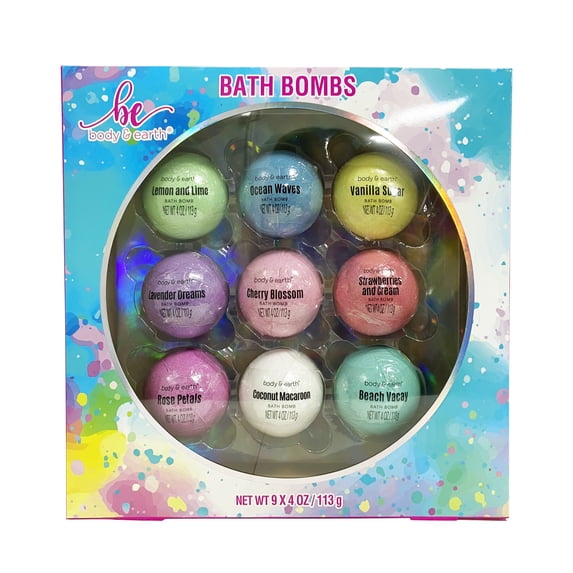 Body & Earth 9 Pieces Bath Bomb Set, 4 oz