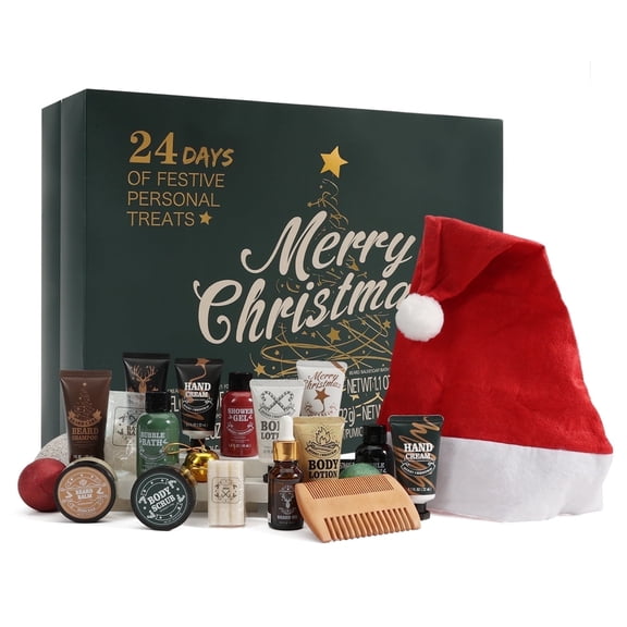 Body & Earth Valentine's Day Advent Calendar 2025 for Men Christmas Surprise Gifts - Beard Grooming & Skin Care Gift Sets for Xmas Gift Idea