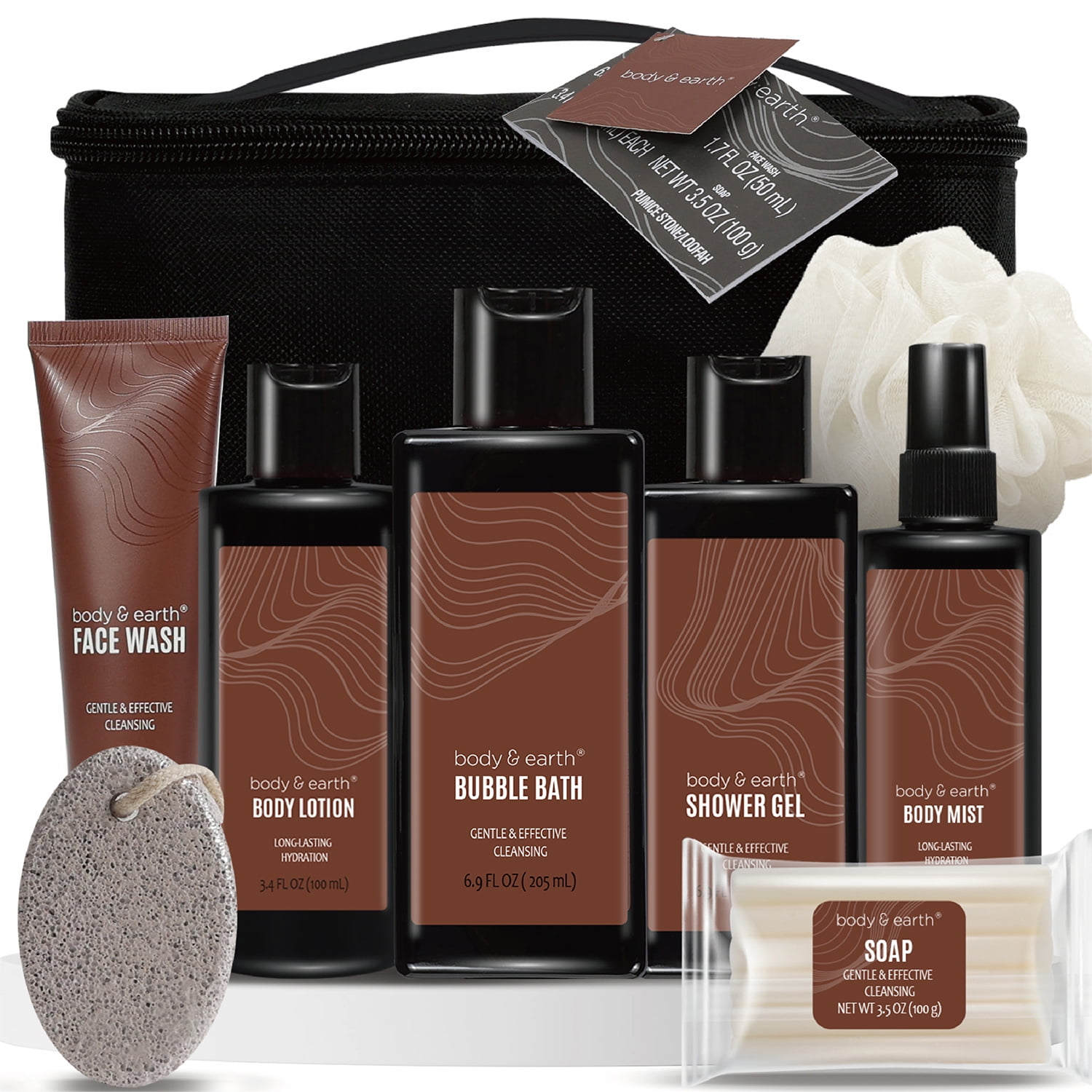 Body Earth Bath Gift Sets for Men 8 Pcs Luxury Spa Gift Basket Body