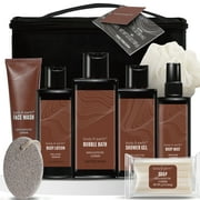 Body & Earth Bath Gift Sets for Men, 8 Pcs Luxury Spa Gift Basket Body Care Wash for Christmas Holiday Birthday