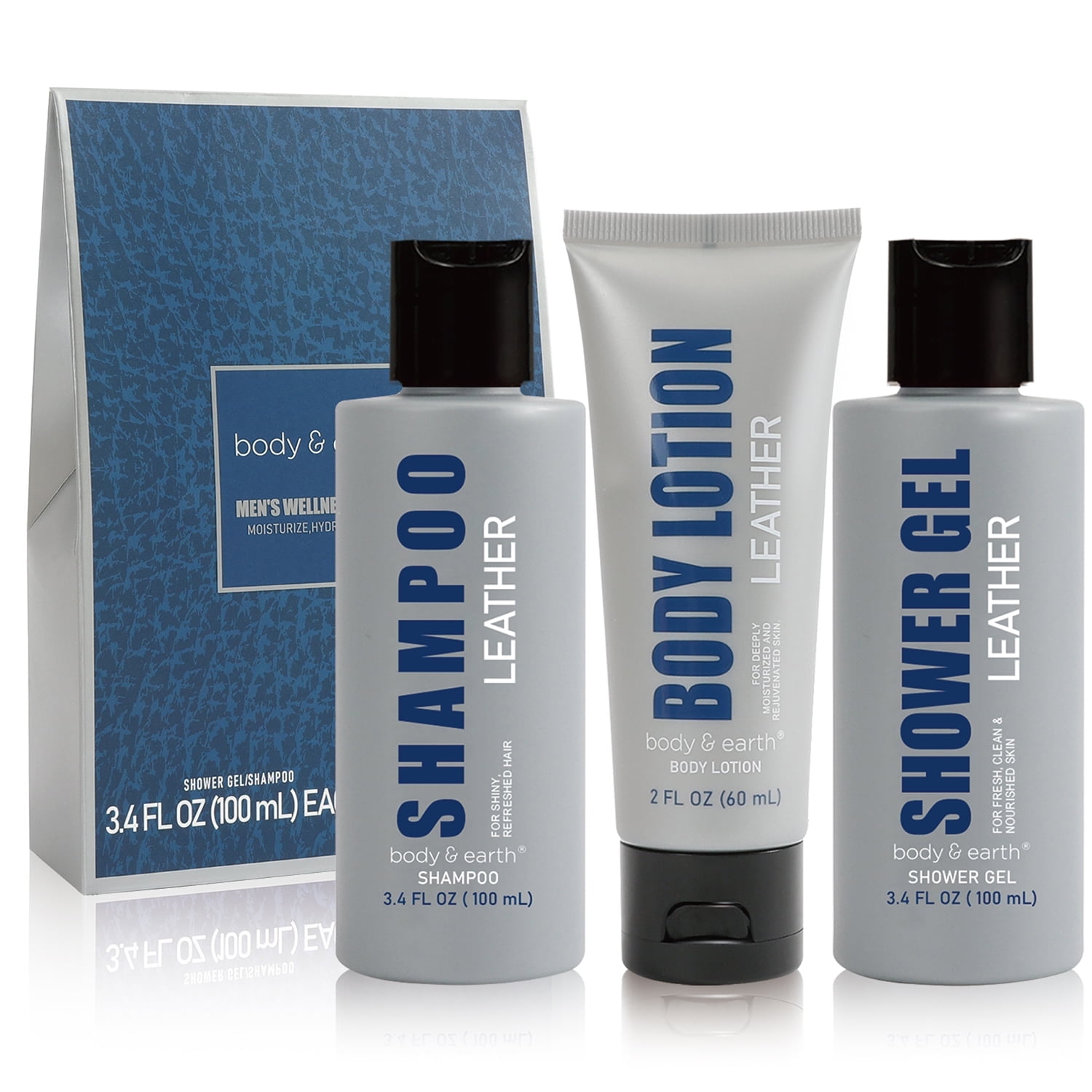 Body & Earth Bath Sets for Men - Mens Spa Christmas Gifts Set Body Wash Set with Shower Gel, Body Lotion, Shampoo