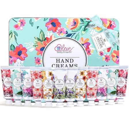 Body & Earth Hand Cream Gift Set - Shea Butter Hand Care Lotion Set, Valentines Day Birthday Gifts for Women,12 Pcs