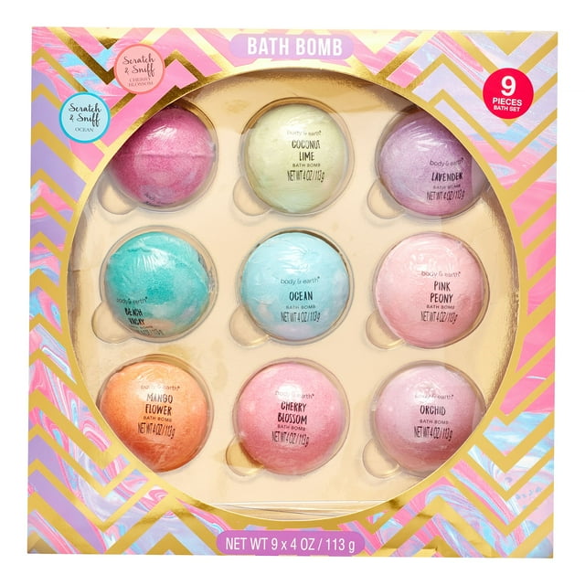 Body & Earth Signature Scented Bath Bomb Set, 9 count