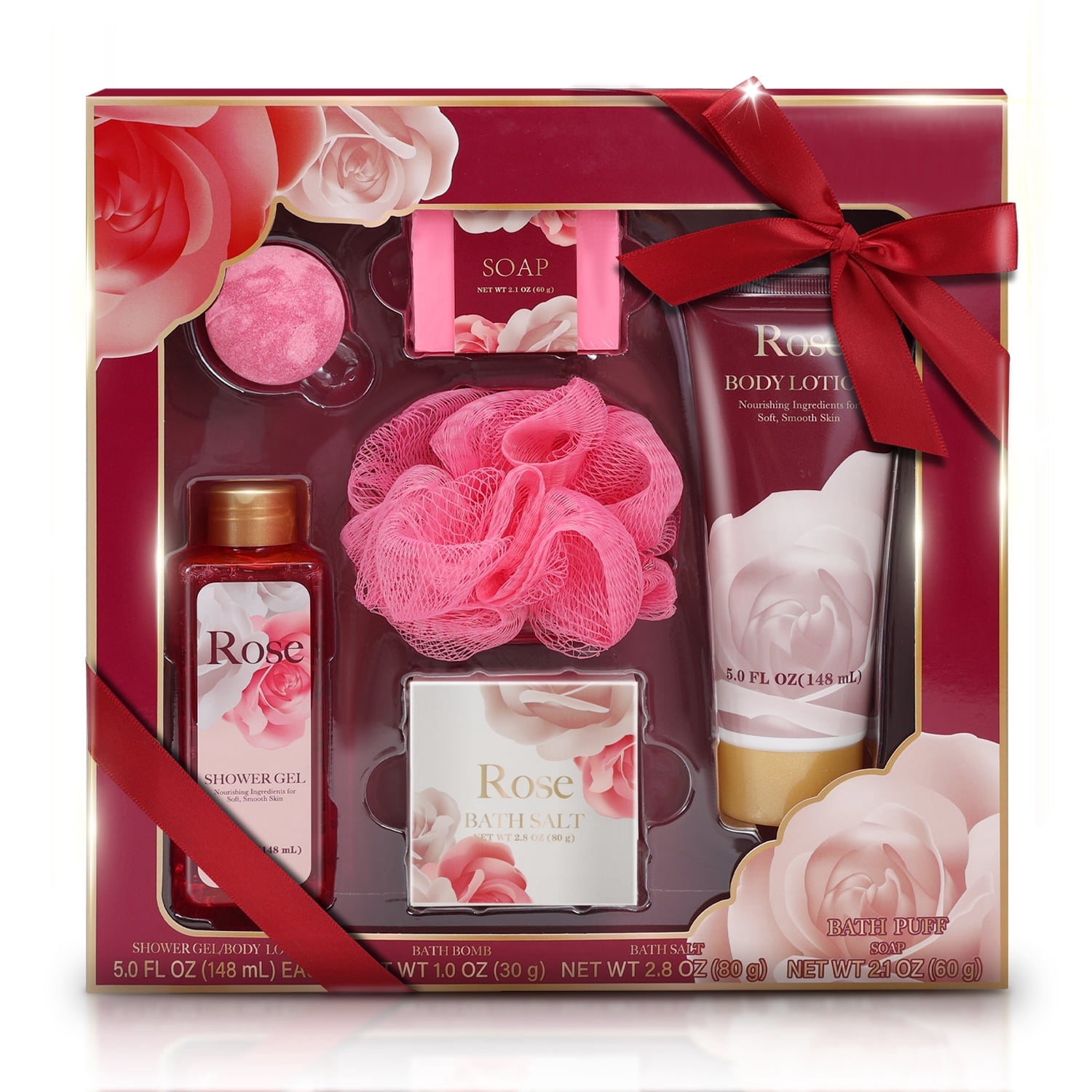 Body & Earth Spa Bath Gift Sets for Women, Rose 6pcs Beauty Holiday ...