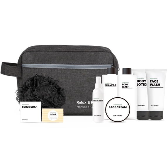 Body & Earth Spa Gift Baskets for Men, Cedar Scented Bath Set, Birthday Valentine's Day Gift for Him