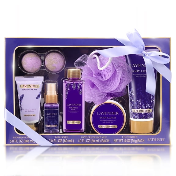 Body & Earth Spa Gifts for Women Valentine's Day Idea - Lavender 8 Pcs Bath Sets Relaxing Birthday Gifts