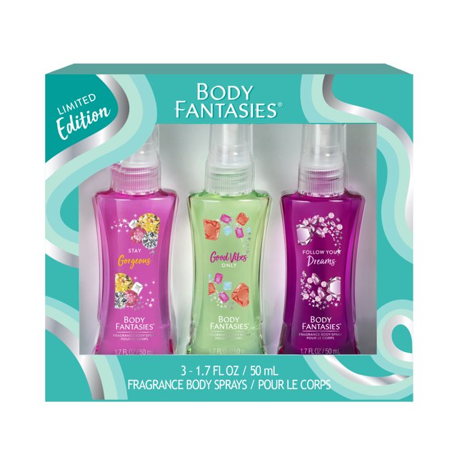 Body Fantasies Body Spray Gift Set, Limited Edition Scents, 3 Piece