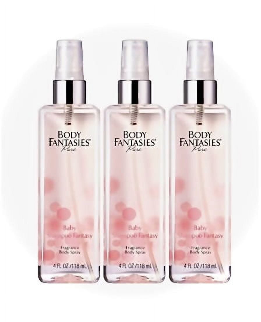 Body Fantasies Pure Fragrance Body Spray Baby Shampoo Fantasy 4 oz - 3 PACK