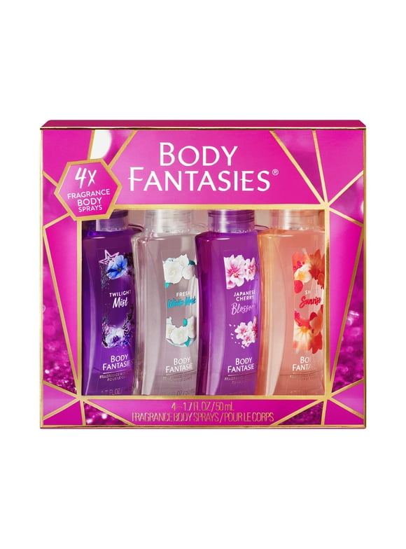 Body Fantasies Signature Fragrance Body Spray Gift Set for Women, 1.7 fl oz, 4 Count