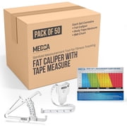 Body Fat Caliper & Measuring Tape Set for Body Measurement, Skinfold Calipers with Body Tape Measure for Fitness & Weight Loss Tracking, White, Case of 50