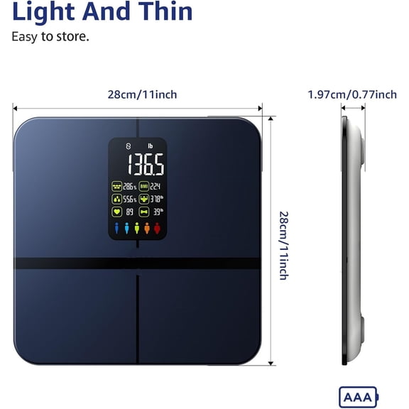 Body Fat Scale, Posture Extra Large Display Digital Bathroom Wireless Weight Scale Composition Analyzer with Heart Rate Heart Index & Body Shape Index with Free APP 400Lb Black