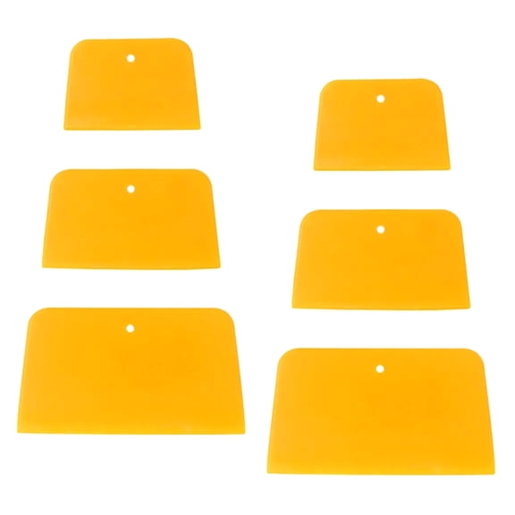 Body Filler Spreader Scraper Cards 6 Piece Automotive Film Tool Set with Flat Handheld Shape for Tinting and Vehicle Panel Preparation