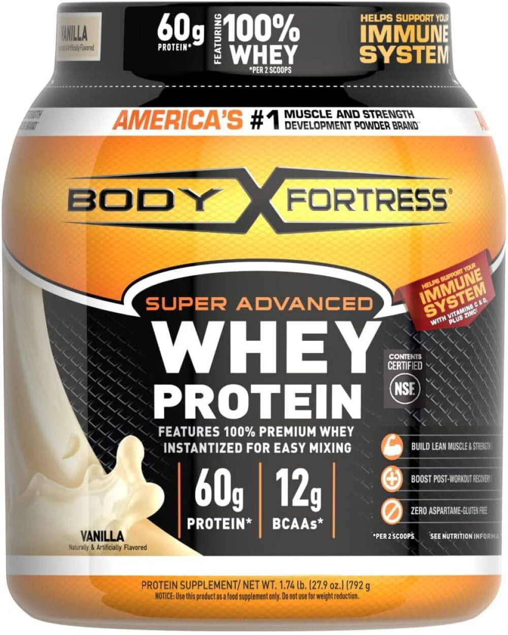 Body Fortress Super Advanced Whey Protein Powder - Vanilla 1.74 lbs (Pack of 6)
