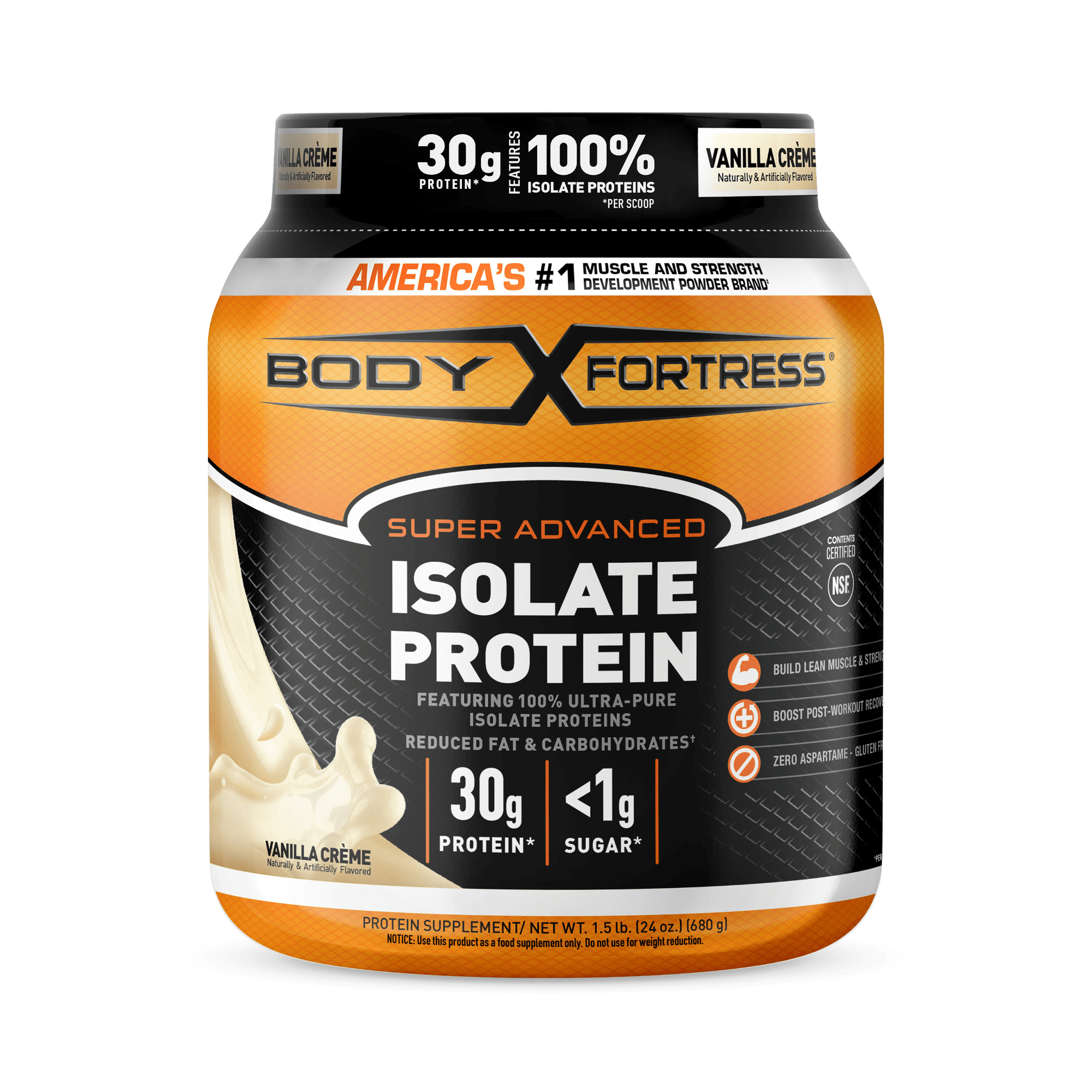 Body Fortress Whey Isolate Protein Powder, 30g Protein, Vanilla, 1.5 ...