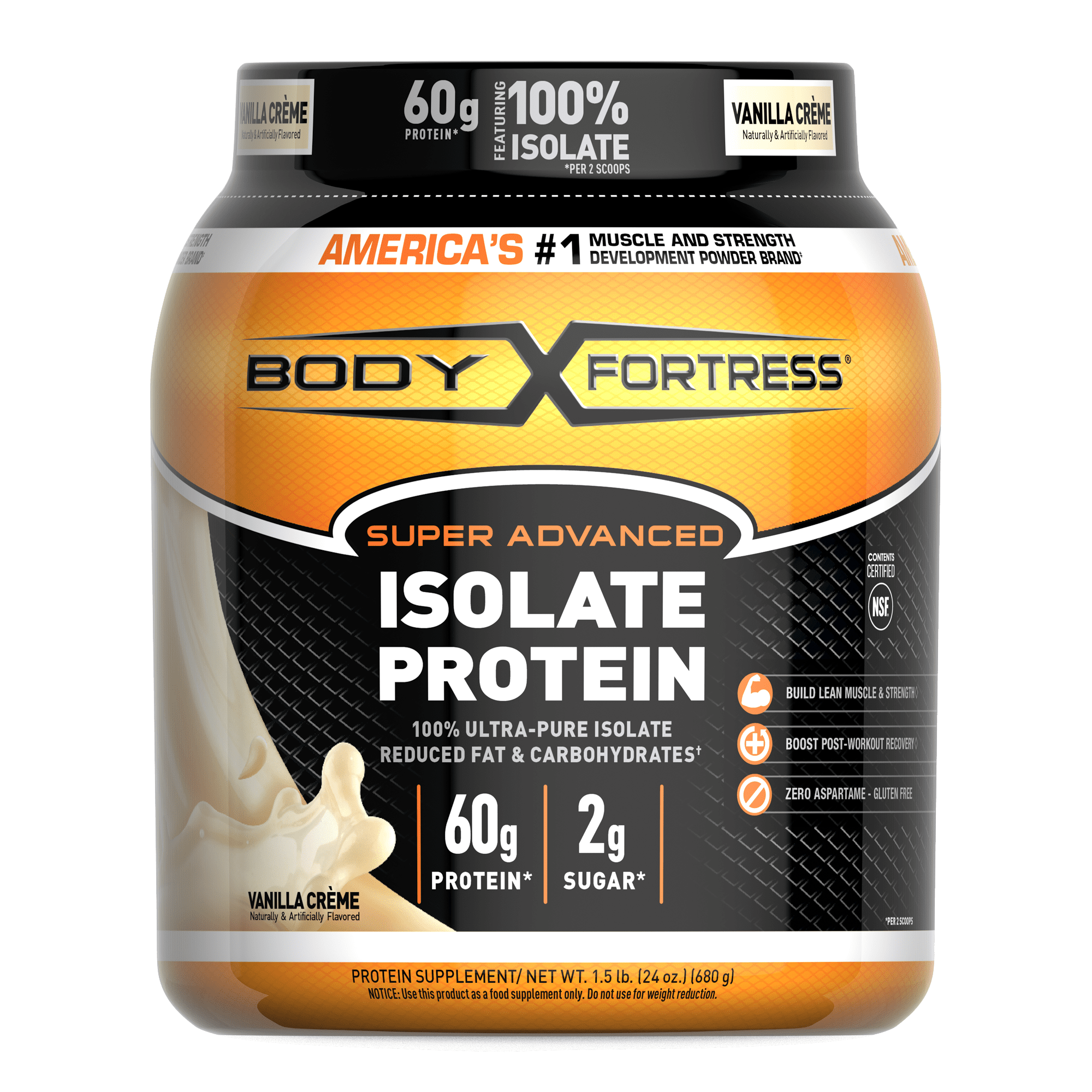 Body Fortress Whey Isolate Protein Powder, 60g Protein, Vanilla, 1.5