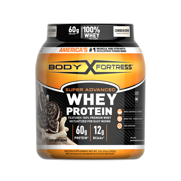 Body Fortress Whey Protein Powder, Cookies N' Creme, Aspartame Free, 60 ...