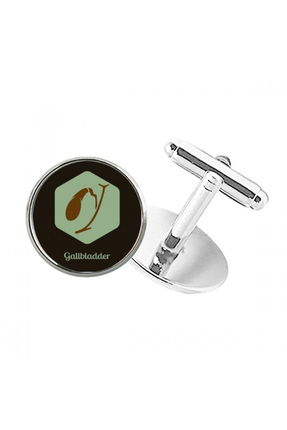 Body Gallbladder Round Button Cuff Clip Stud Cufflinks