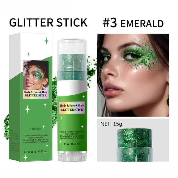 Body Glitter Stick,Mardi Gras Face Hair Glitter,Festival Concert Rave Outfit Accessories for Women,Mermaid Sequins Chunky Glitter Makeup
