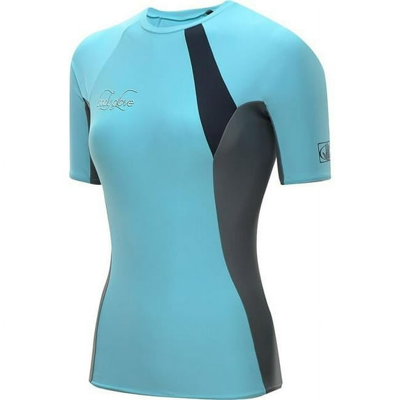 Body Glove 11184W-L-BLU-GRY Womens Performance Rashguard - Blue & Gray, Large