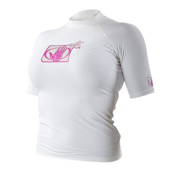 Body Glove 13210W-L-WHT Basic Womens Short Arm Rashguard - Large, White