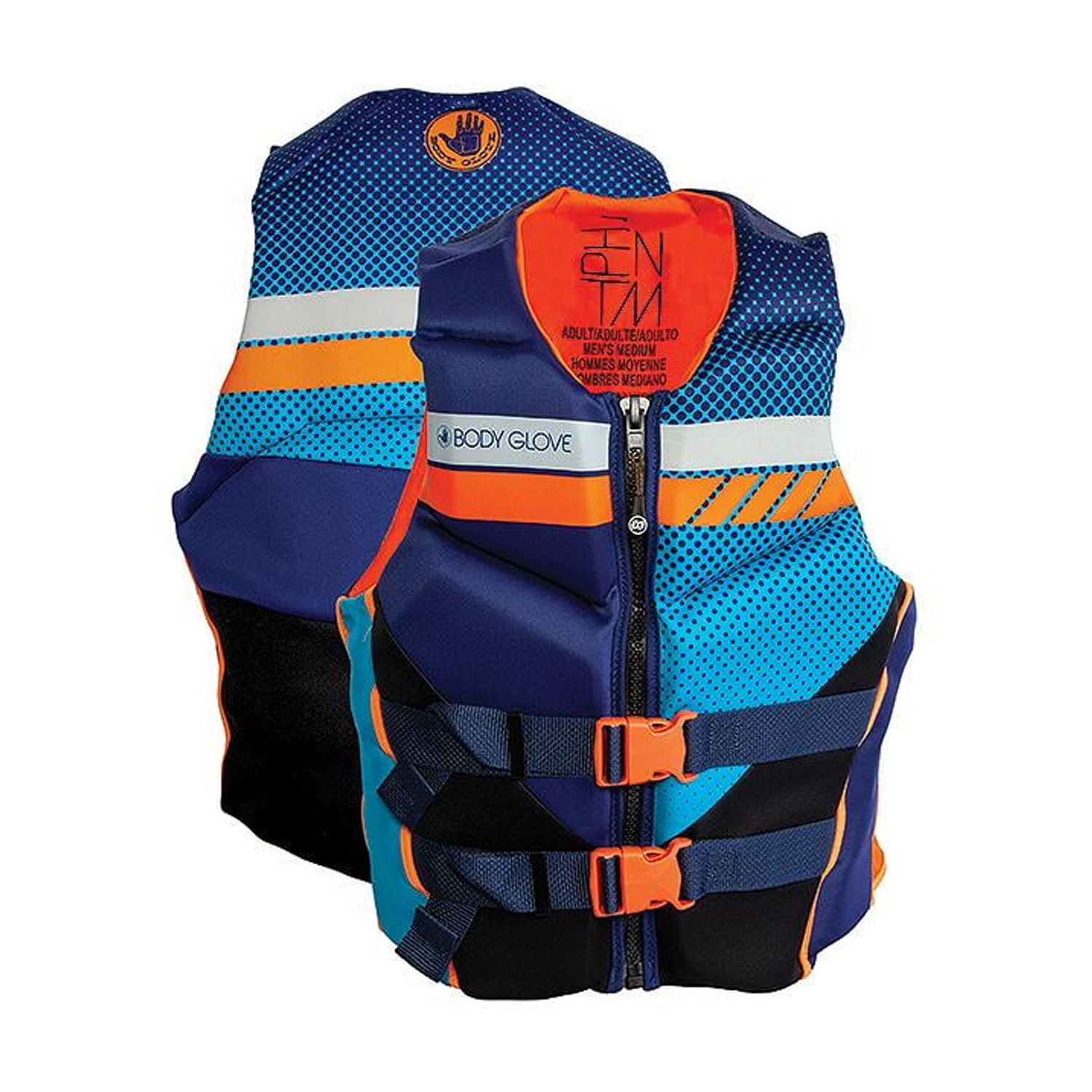 Body Glove 23224BLUORGM Mens Phantom Evoprene Vest, Blue/Orange, Medium