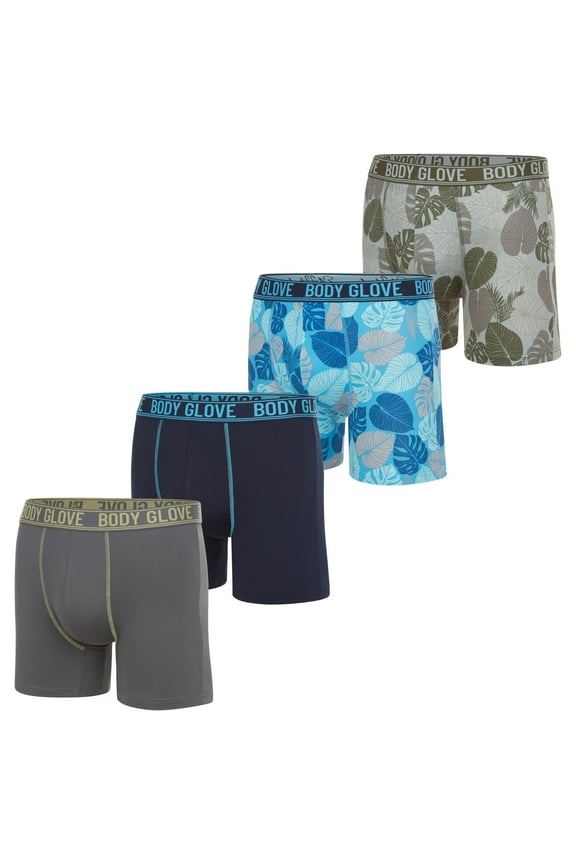 4-Pack Mens Underwear Boxer Briefs - Anti Chafing Long Leg Boxer Briefs for Men w/Breathable Flex Fit - S