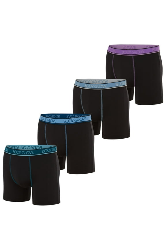 4-Pack Mens Underwear Boxer Briefs - Anti Chafing Long Leg Boxer Briefs for Men w/Breathable Flex Fit - Solid/XL