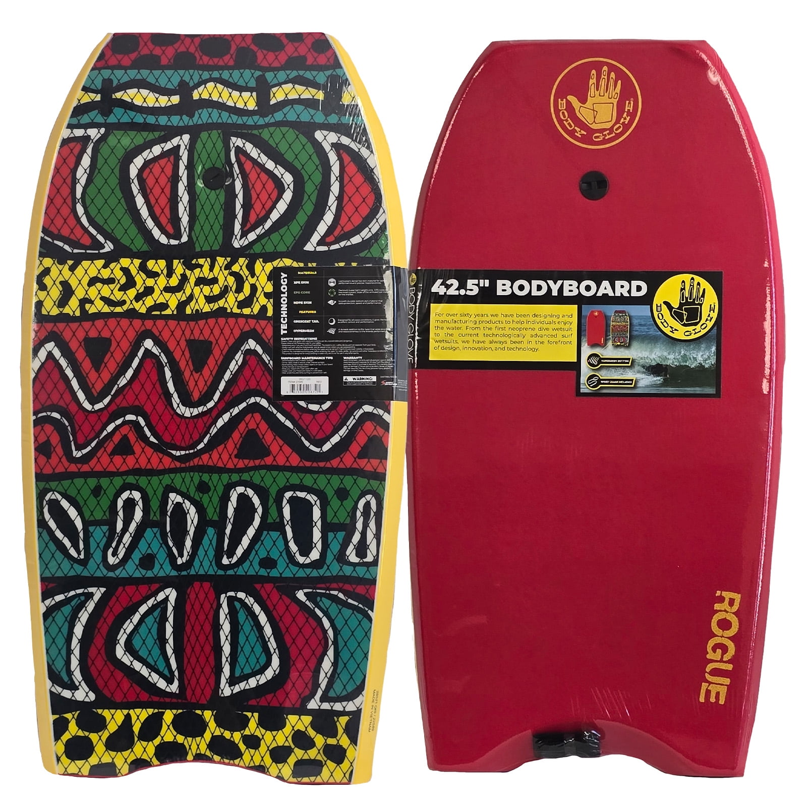Body Glove 42.5" Bodyboard Lightweight Boogie Board - Red