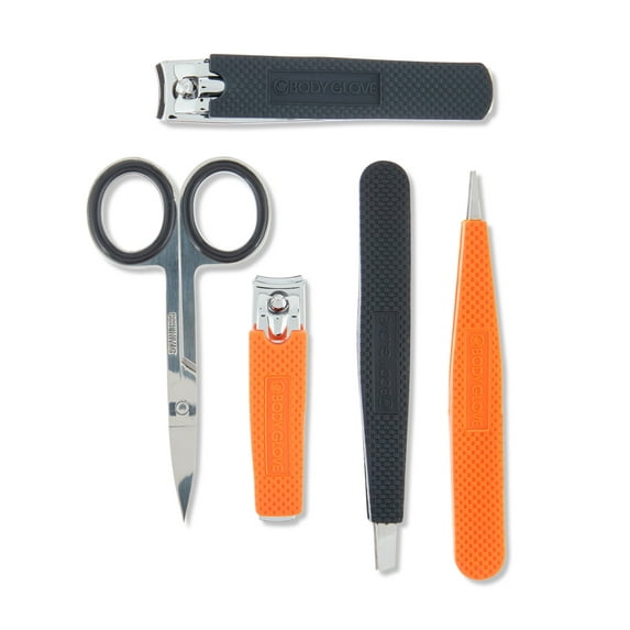 Body Glove 5-Piece Orange Manicure Set: Stainless Steel Clipper, Scissors & Tweezers for Adults