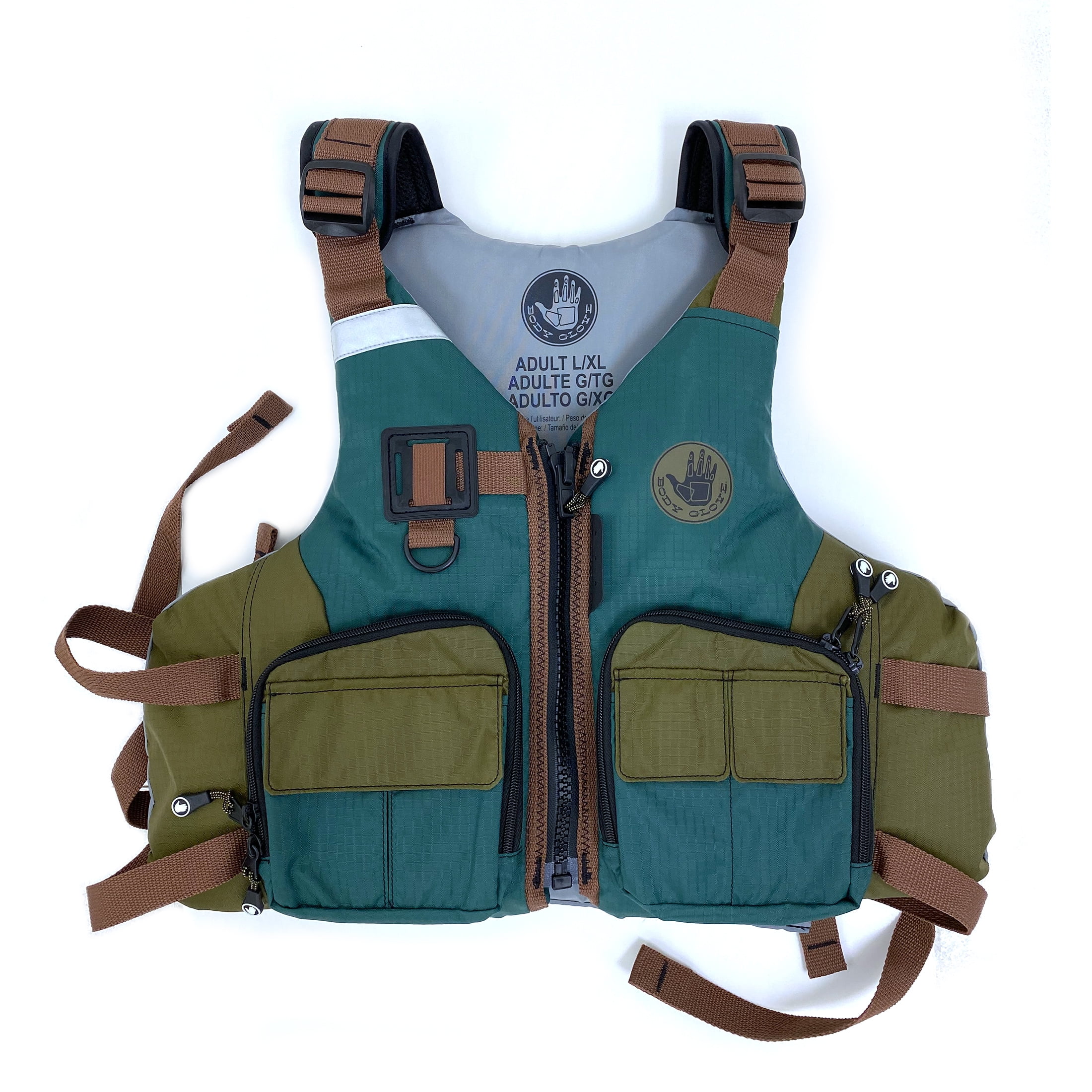Body Glove Adult Deluxe Outdoor Fishing & Paddling Vest Size L/XL, Green