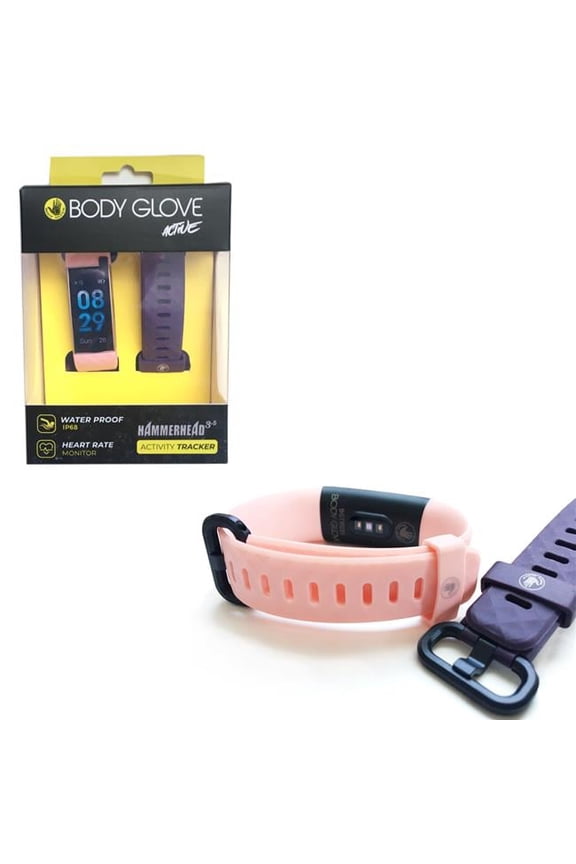 Body Glove  Body Glove Activty & Fitness Tracker & Heart Rate Monitor with Alternative Colored Extra Strap, Pink Watch with Purple Extra Strap