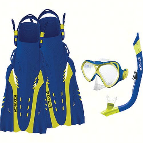Body Glove Blue & Citron Jr Oasis Cove Mask, Snorkel & Fins Set