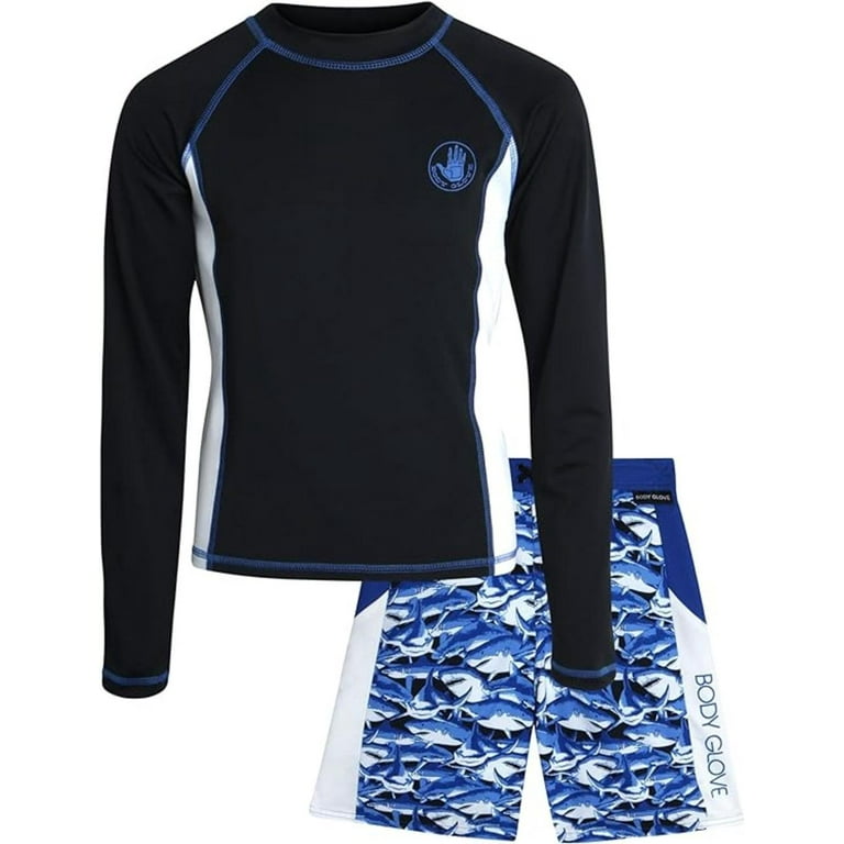 Body Glove Boys' Long Sleeve Rash Guard Set – UPF 50+ Swim Shirt - Main Image