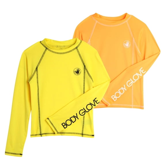 Body Glove Boys' Long Sleeve Rash Guard Shirt – 2 Pack UPF 50+ Quick Dry Sun and Sand Protection Swim Shirt (2T-14)