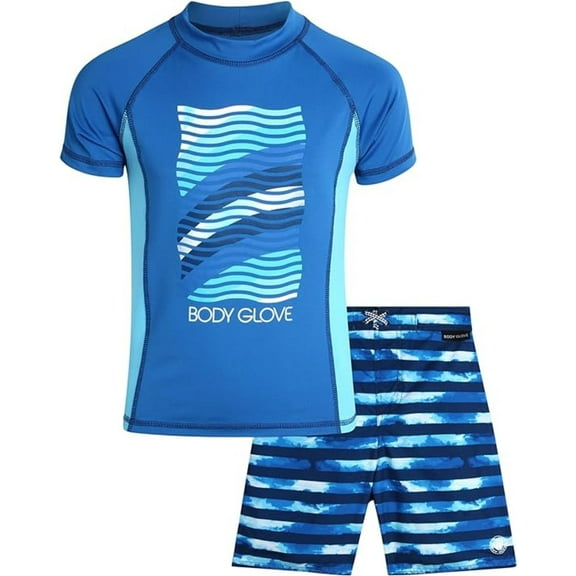Body Glove Boys’ Rash Guard Set – UPF 50  Short Sleeve Swim Shirt and Bathing Suit Trunks – Swimwear Set for Boys (4-12)