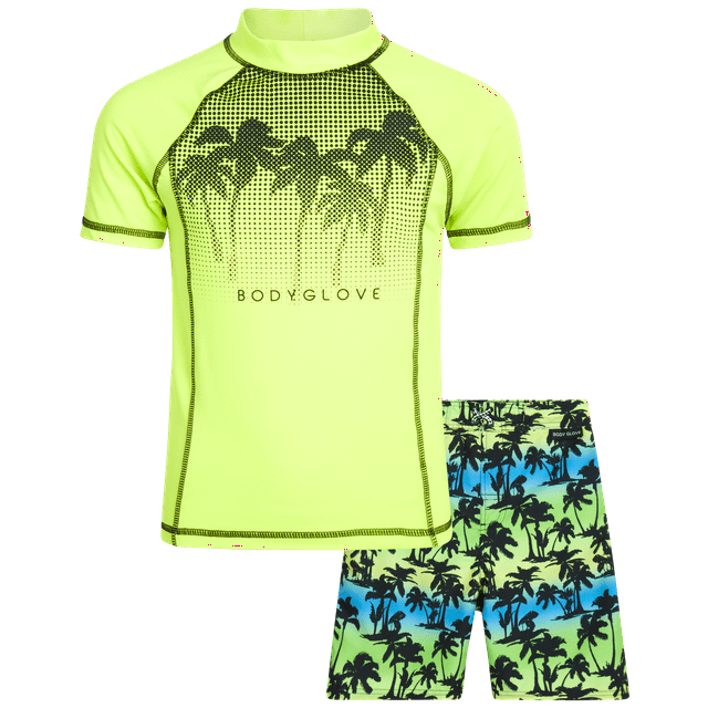 Vastwit Boys Rash Guard Set Short Sleeve Swim Shirts With Bottoms Swimwear Bathing Suit Black 4 5