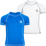 Body Glove Boys' Short Sleeve Rash Guard Shirt – 2 Pack UPF 50+ Quick Dry Sun and Sand Protection Swim Shirt (2T-14)