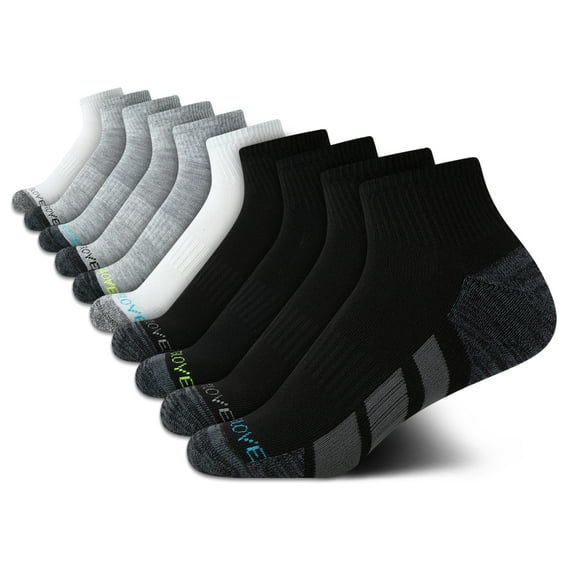 Body Glove Boys' Socks - 10 Pack Performance Cushion Athletic Quarter Cut Socks - Kids Running Socks