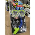 thumbnail image 1 of Body Glove Breathable Comfortable Unisex Adult Snorkels with Diving Mask, PVC Green Blue, 1 of 2
