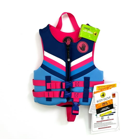Body Glove Child Evoprene PFD Life Jacket and Vest, Girl, 33-55 lbs., Pink