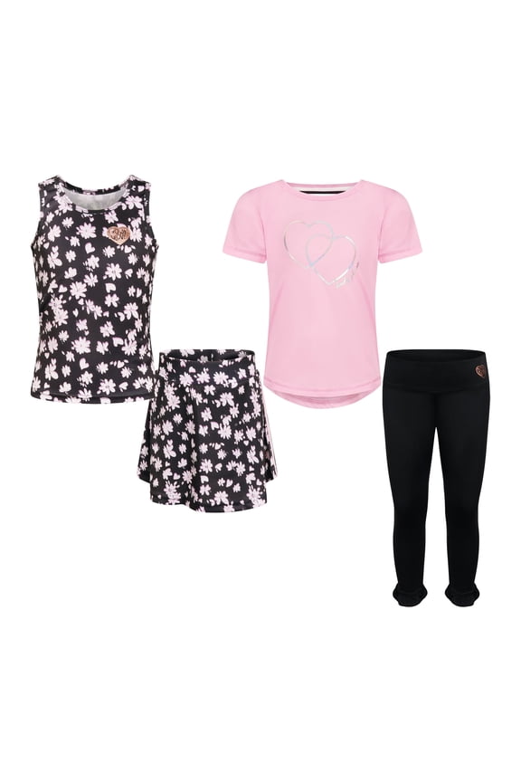 Clothes Girls’ 4-Piece Active Outfit Set – Includes 2 Graphic Tees, Jogger Pants & Shorts, Comfortable Everyday Clothing for Toddler to Big Girls Sizes (2T-12)