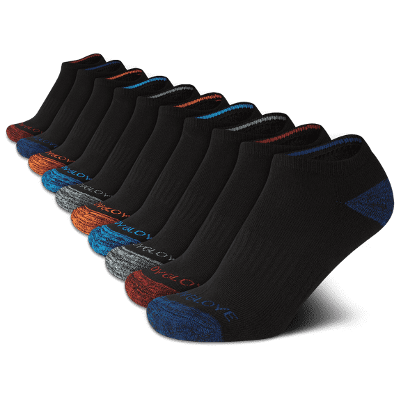 Body Glove Cushion Athletic No Show Ankle Socks Boy's S, Black (10 Pack)