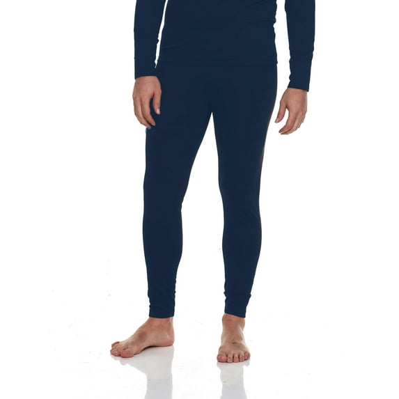 Body Glove Fleece Lined Thermal Leggings for Men - Winter Long Johns Base Layer Performance Underwear - Mens Insulated Bottom, Navy/XL