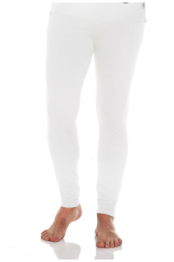 Fleece Lined Thermal Leggings for Men - Winter Long Johns Base Layer Performance Underwear - Mens Insulated Bottom, White/2XL