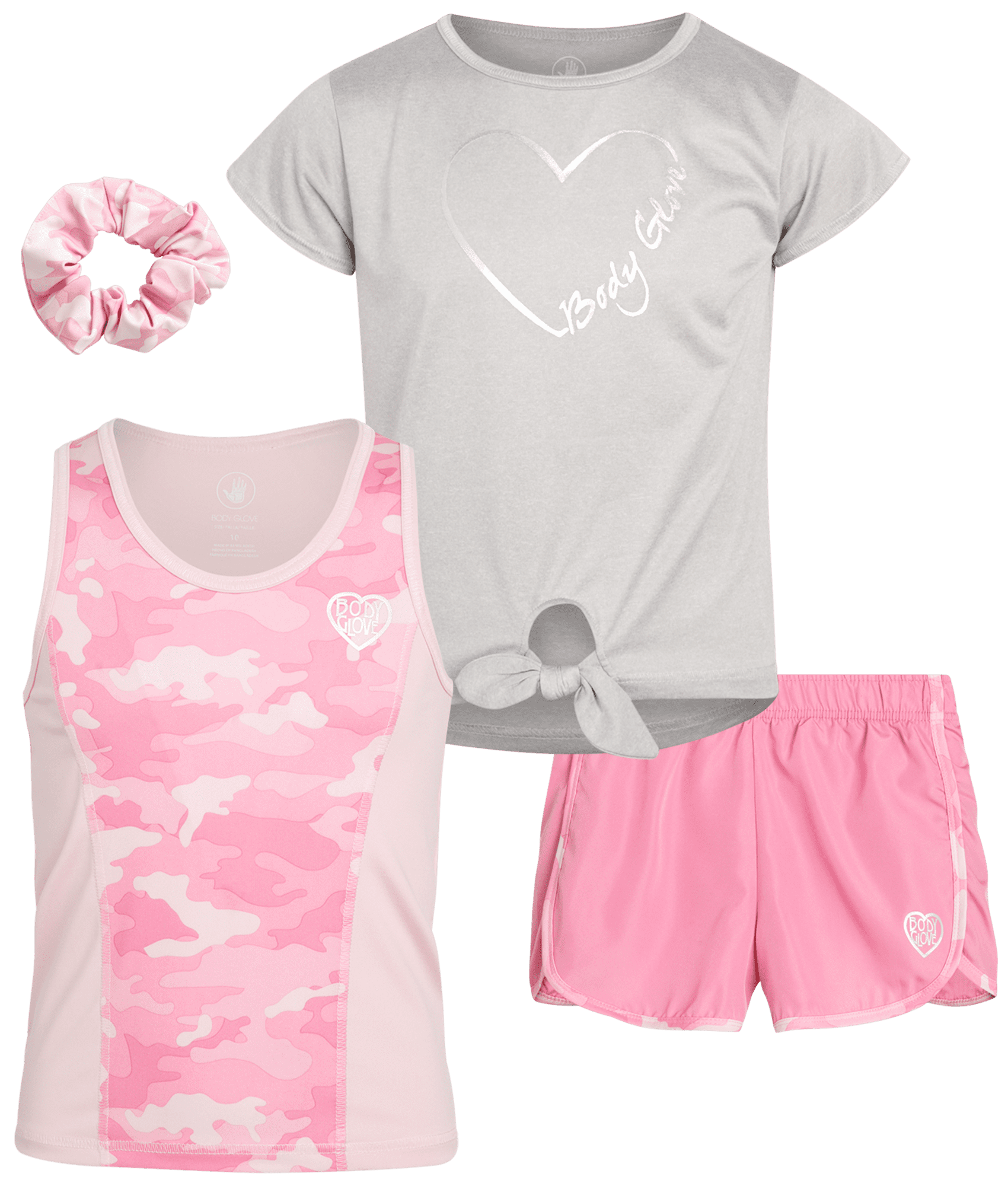 Body Glove Girls Active Short Set with Matching Tank Top and TShirt (3